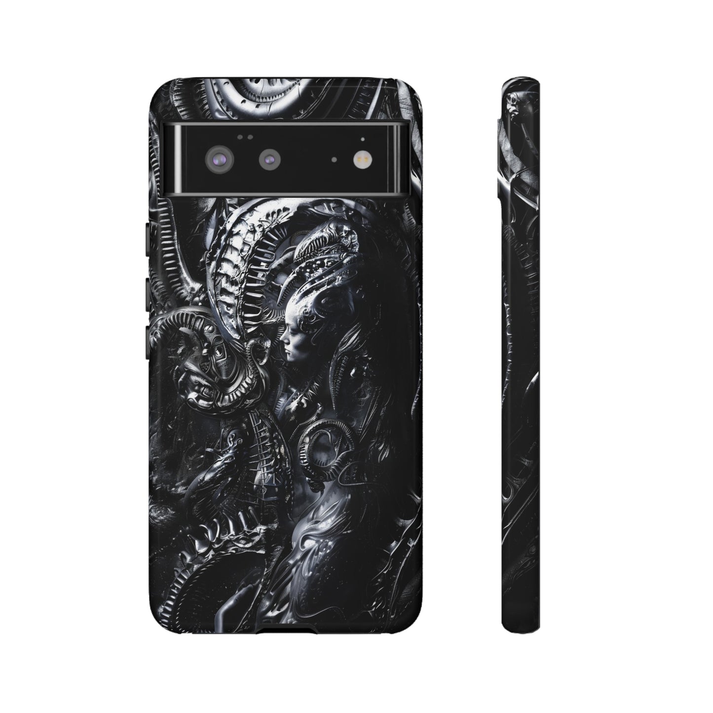 Biomechanical Transhumanism Phone Case – Alien Horror Design for iPhone and Samsung Galaxy Devices