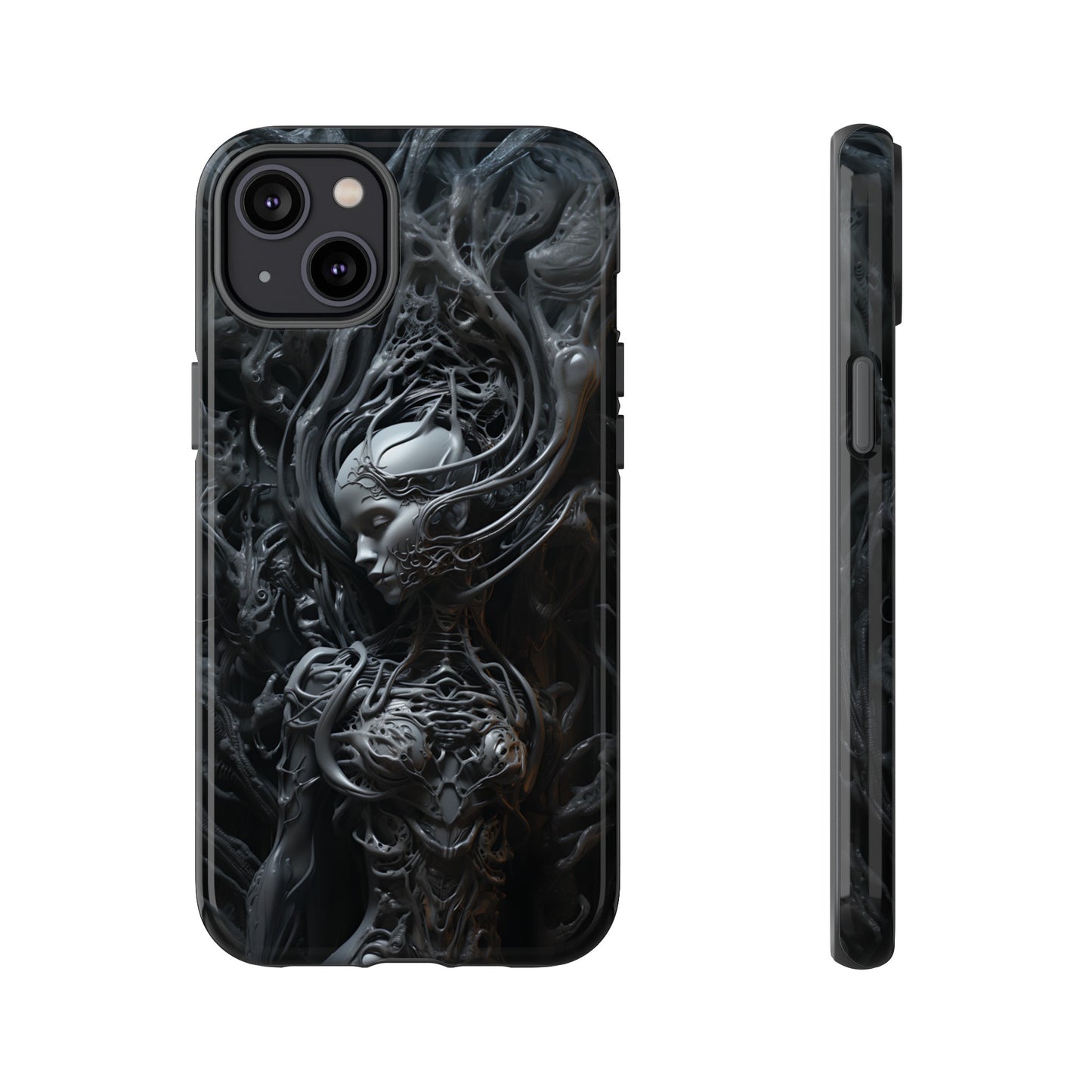 Biomechanical Beauty Phone Case – Futuristic Alien Design for iPhone, Samsung Galaxy, and Google Pixel Devices