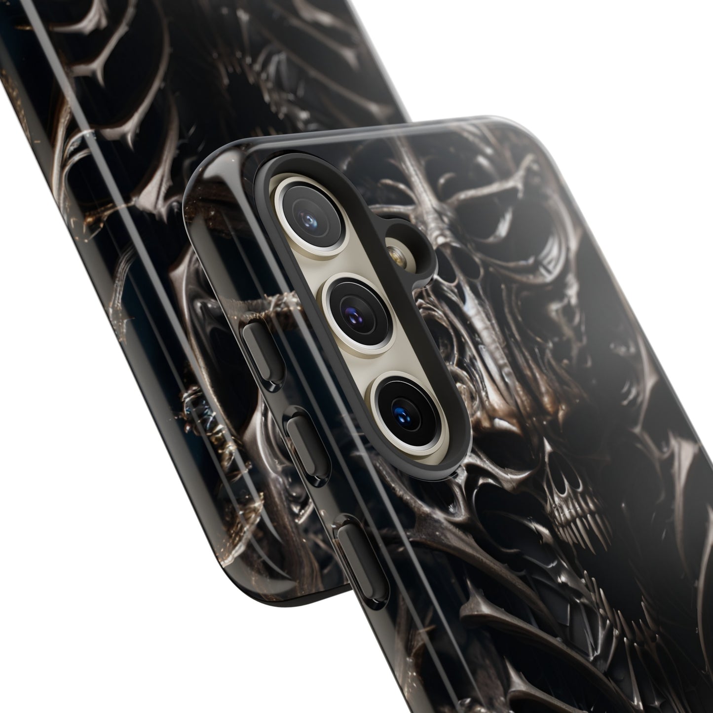 Biomechanical Horror 3 Tough Phone Case – Futuristic Alien Skull Design for iPhone, Samsung Galaxy, and Google Pixel Devices