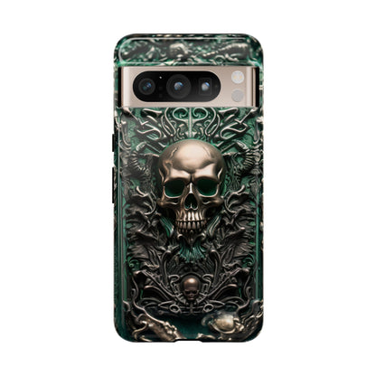 Green Skull Phone Case – Ornate Gothic Design for iPhone, Samsung Galaxy, and Google Pixel Devices