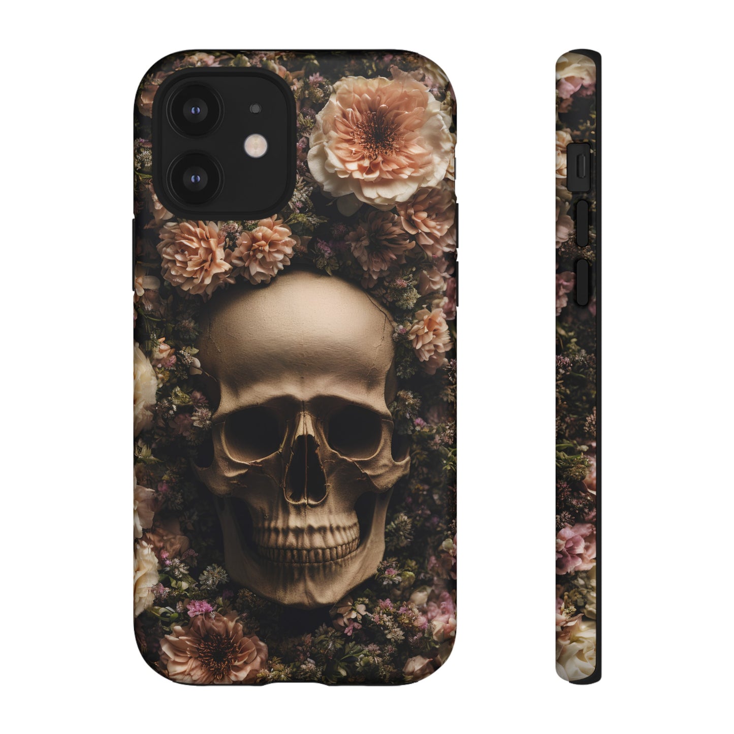 Skull and Flowers #2 Phone Case – Gothic Floral Design for iPhone, Samsung Galaxy, and Google Pixel Devices