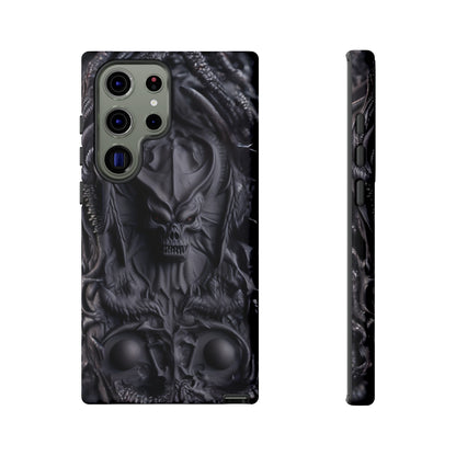 Black Demon Phone Case – Horned Hell Horror Design for iPhone, Samsung Galaxy, and Google Pixel Devices