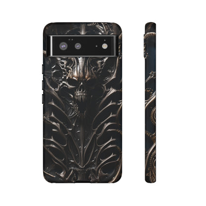 Biomechanical Horror 3 Tough Phone Case – Futuristic Alien Skull Design for iPhone, Samsung Galaxy, and Google Pixel Devices