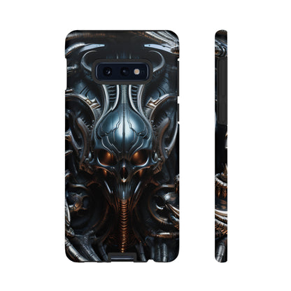 Metallic Alien Mask Phone Case – Futuristic Alien Horror Design for iPhone, Samsung Galaxy, and Google Pixel Devices