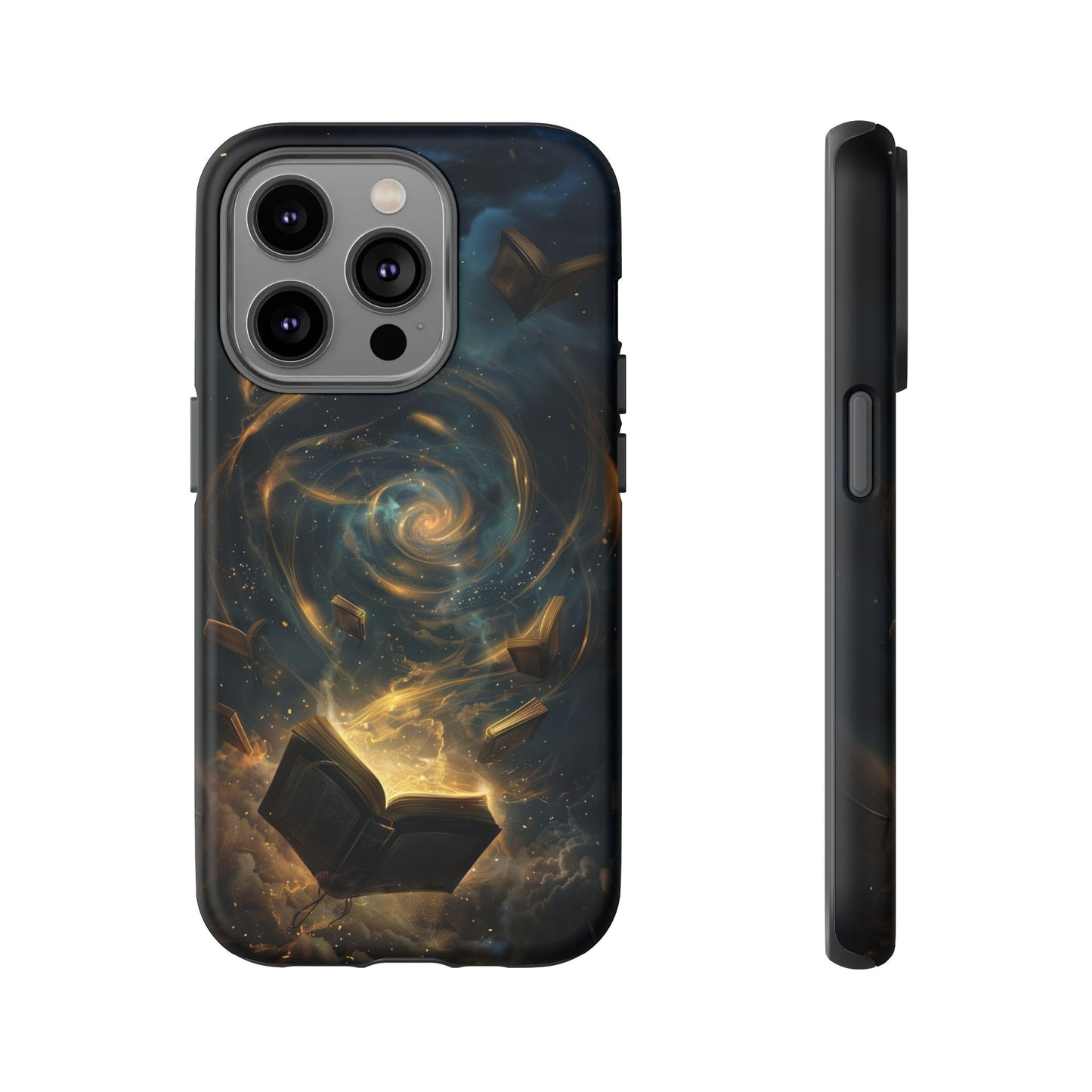 Magical Galaxy Swirling Books Phone Case - Celestial Book Lover's Gift for iPhone, Samsung Galaxy, and Google Pixel Devices