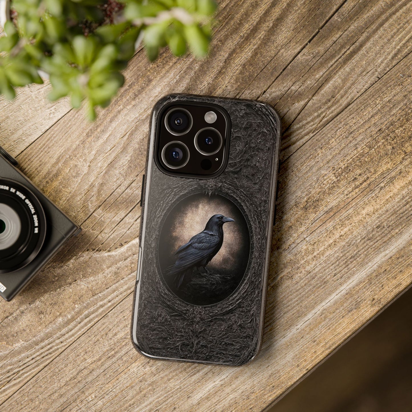 Gothic Raven Phone Case - Mysterious Dark Bird Design