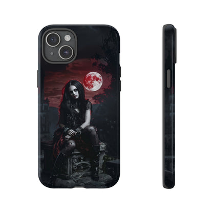 Gothic Vampire Girl Phone Case - Dark Fantasy Design with Blood Moon for iPhone,  Samsung Galaxy, and Google Pixel Devices