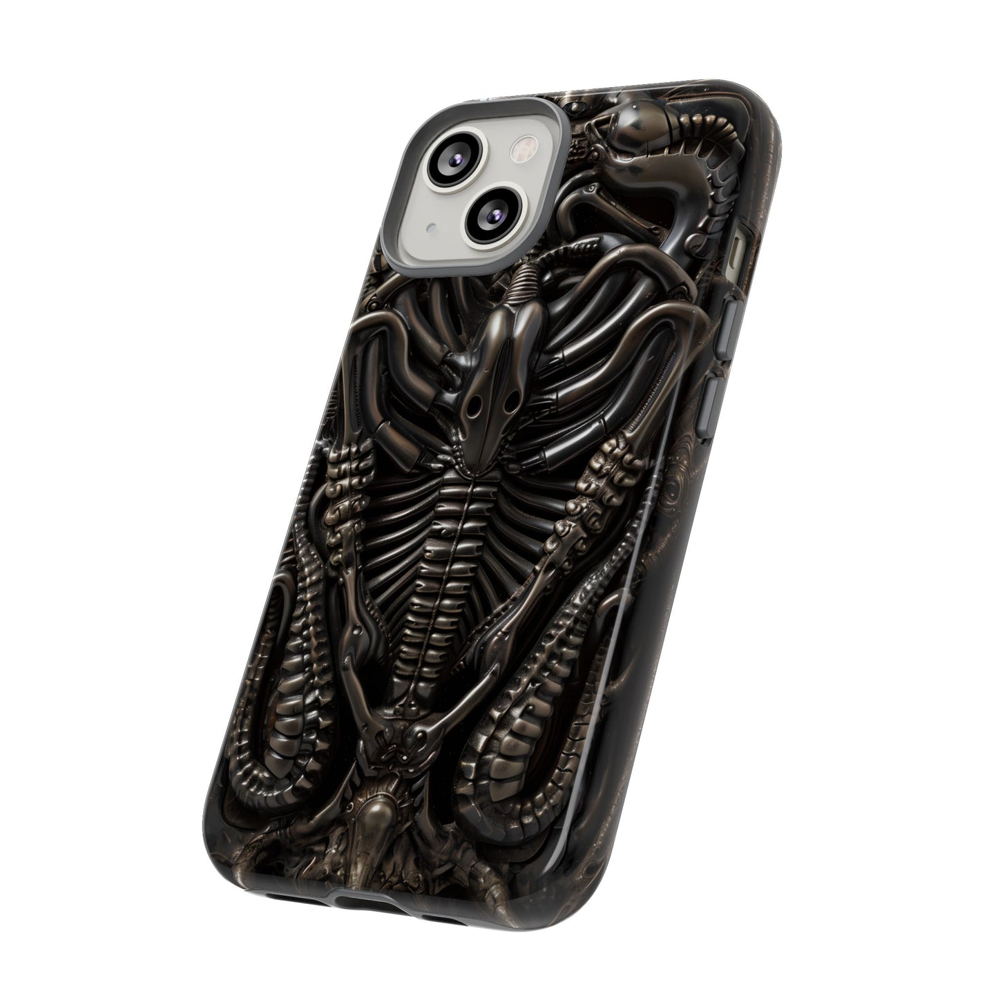 Biomechanical Nightmares Tough Phone Case – Alien Horror Design for iPhone and Samsung Galaxy Devices