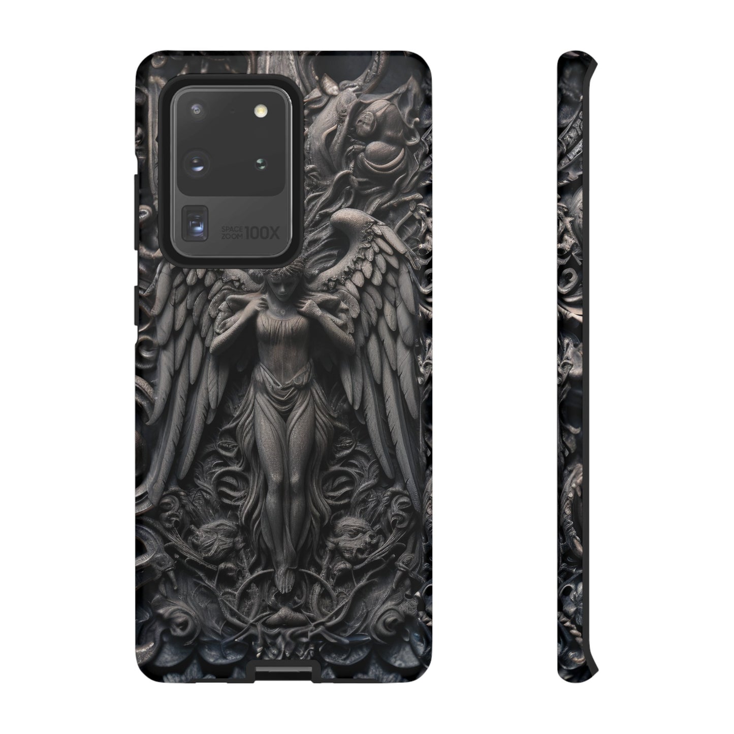 Grey Angel Phone Case – Gothic Marble Statue Design for iPhone, Samsung Galaxy, and Google Pixel Devices