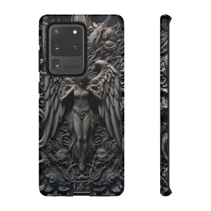 Grey Angel Phone Case – Gothic Marble Statue Design for iPhone, Samsung Galaxy, and Google Pixel Devices