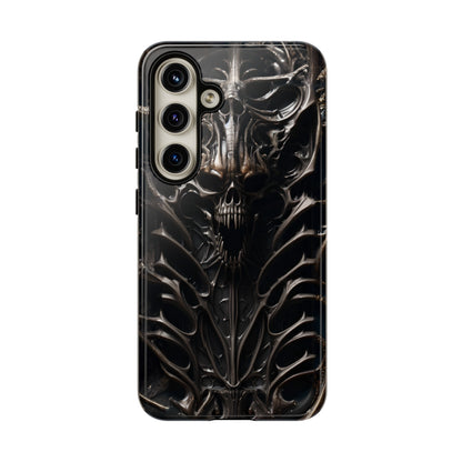 Biomechanical Horror 3 Tough Phone Case – Futuristic Alien Skull Design for iPhone, Samsung Galaxy, and Google Pixel Devices