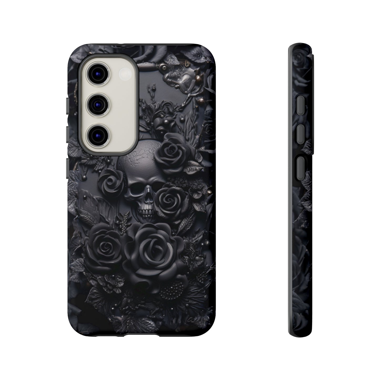 Gothic Black Roses Tough Phone Case – Elegant Dark Floral Design for iPhone, Samsung Galaxy, and Google Pixel Devices