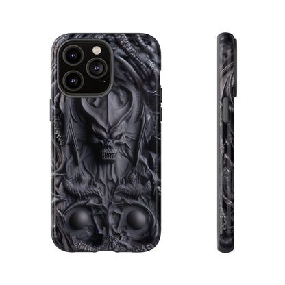 Black Demon Phone Case – Horned Hell Horror Design for iPhone, Samsung Galaxy, and Google Pixel Devices