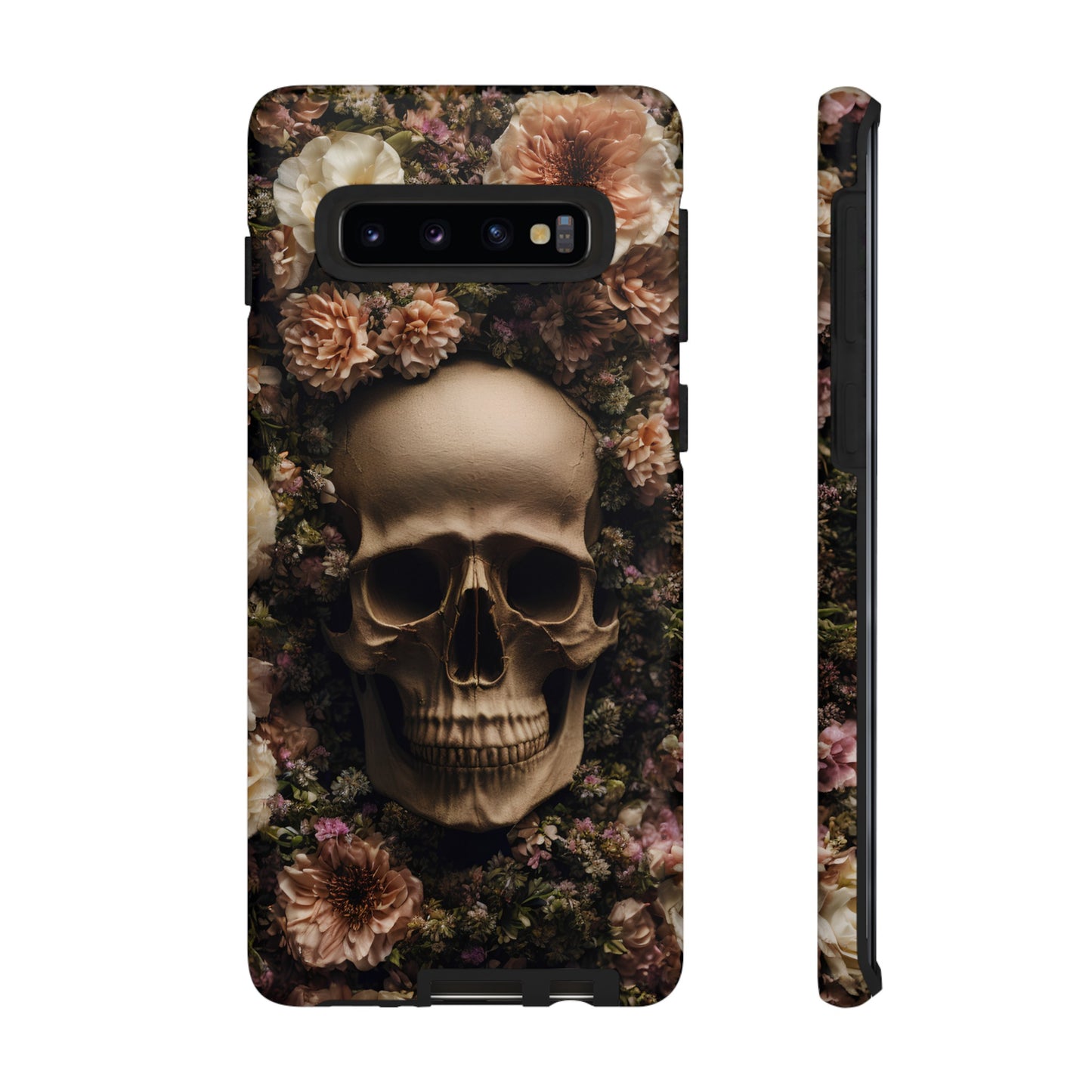 Skull and Flowers #2 Phone Case – Gothic Floral Design for iPhone, Samsung Galaxy, and Google Pixel Devices