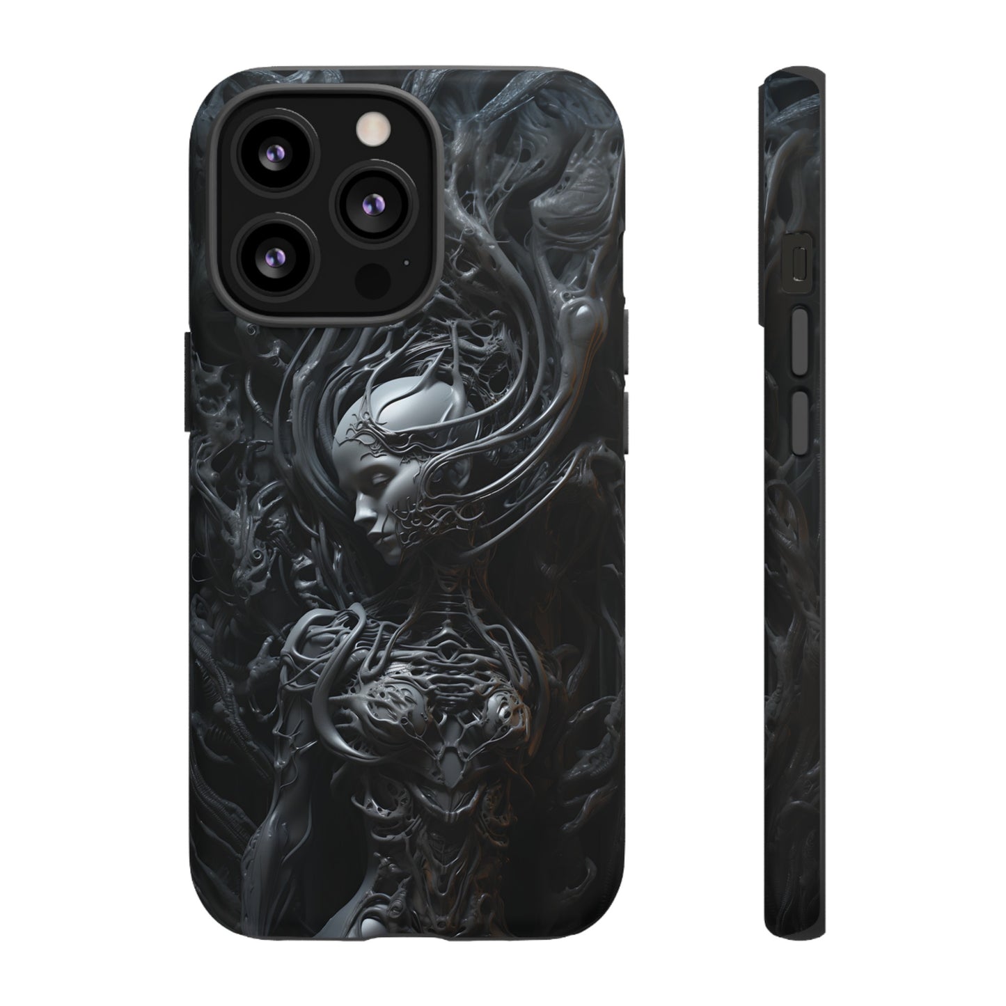 Biomechanical Beauty Phone Case – Futuristic Alien Design for iPhone, Samsung Galaxy, and Google Pixel Devices