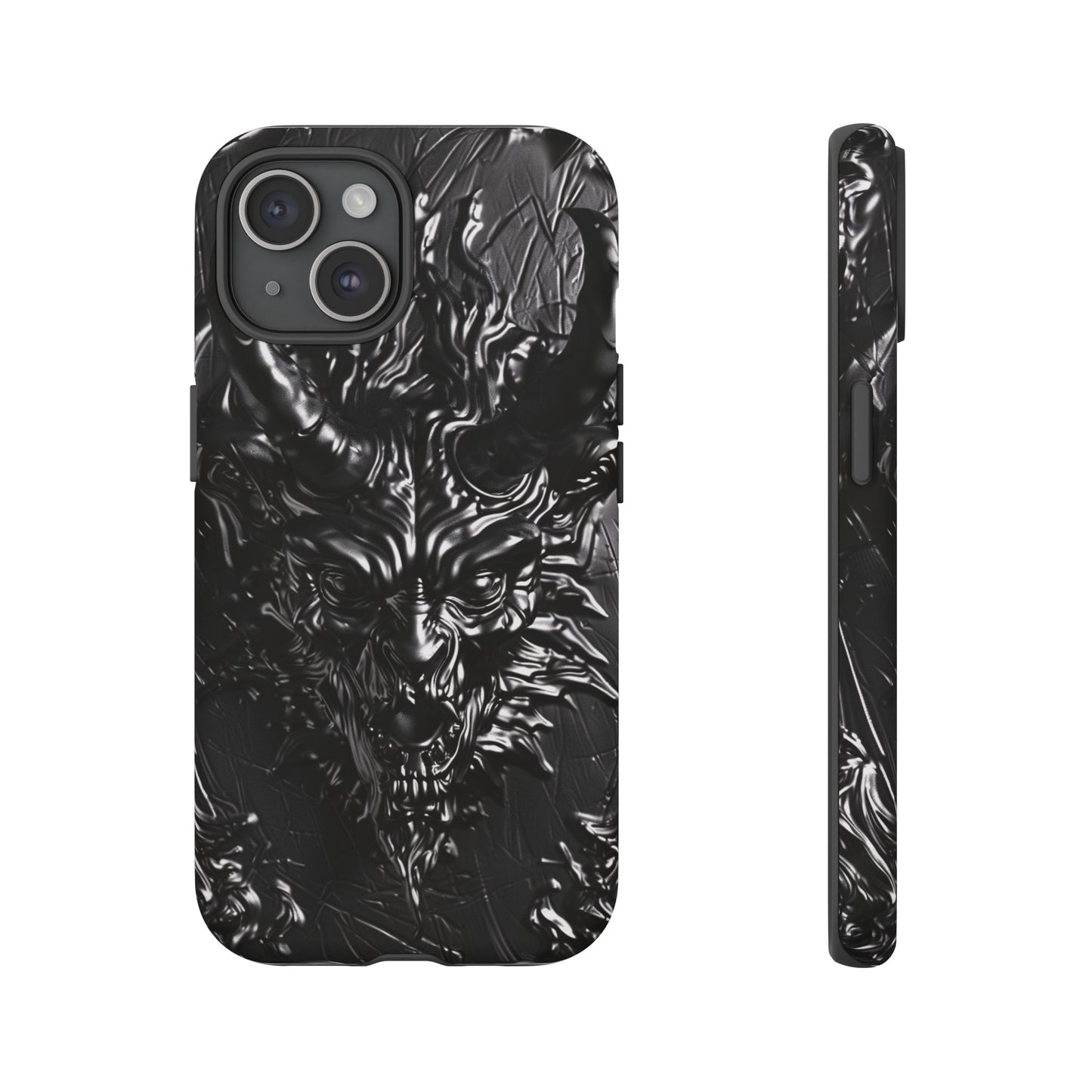 Silver Devil Phone Case – Gothic Demon Design for iPhone, Samsung Galaxy, and Google Pixel Devices