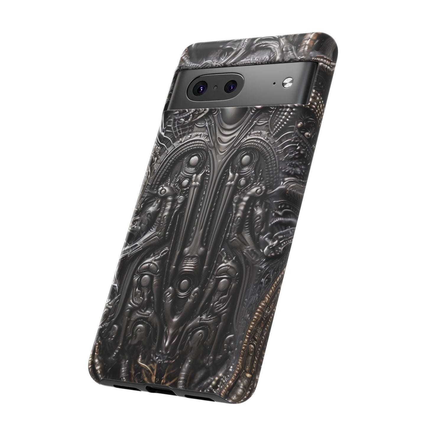 Biomechanical Horror Phone Case – Dark Sci-Fi Design for iPhone, Samsung Galaxy, Google Pixel Devices