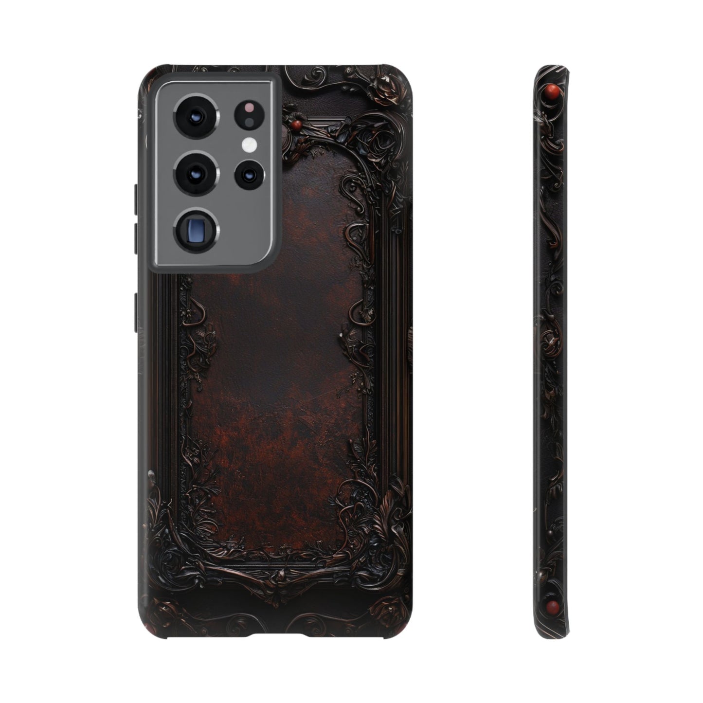 Gothic Ornate Leather-Inspired Phone Case - Dark Aesthetic Cover