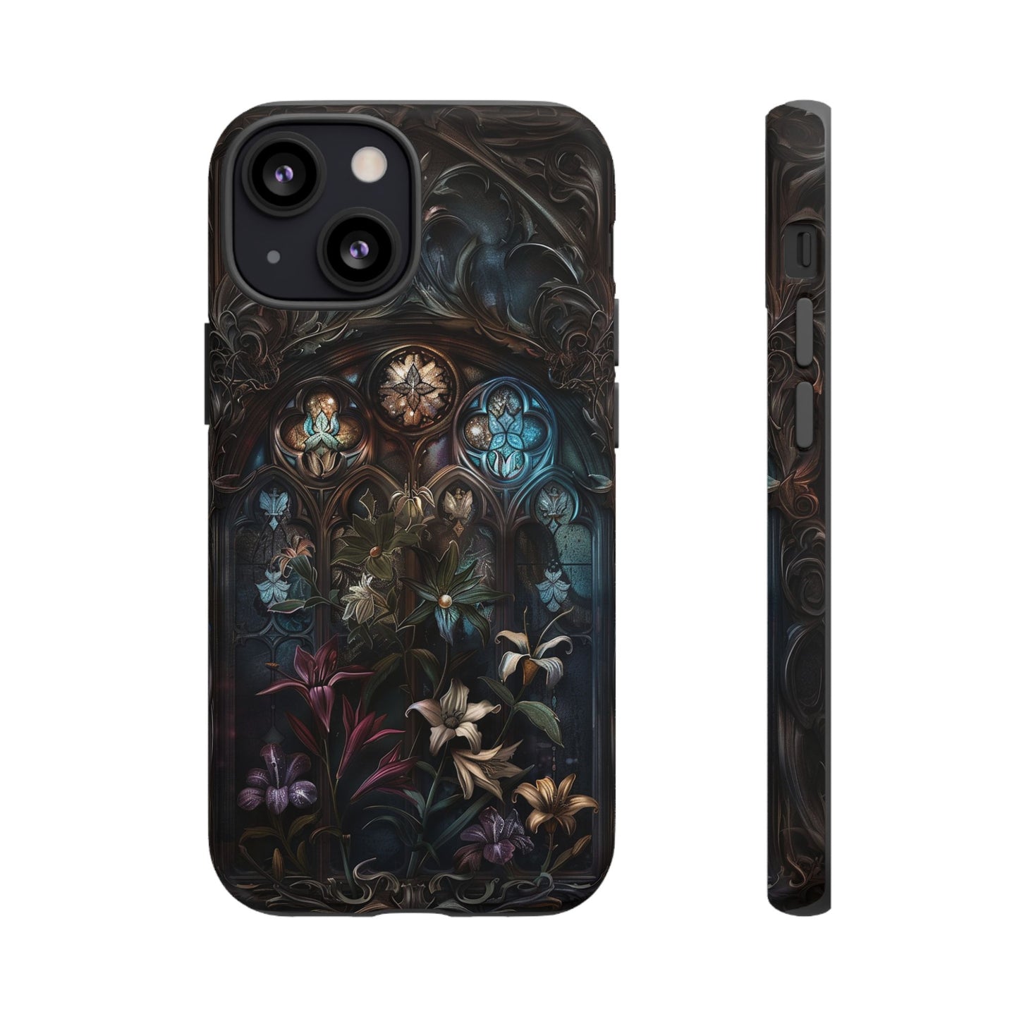 Elegant Gothic Flower Art Phone Case - Intricate Floral Design for iPhone, Samsung Galaxy, and Google Pixel Devices