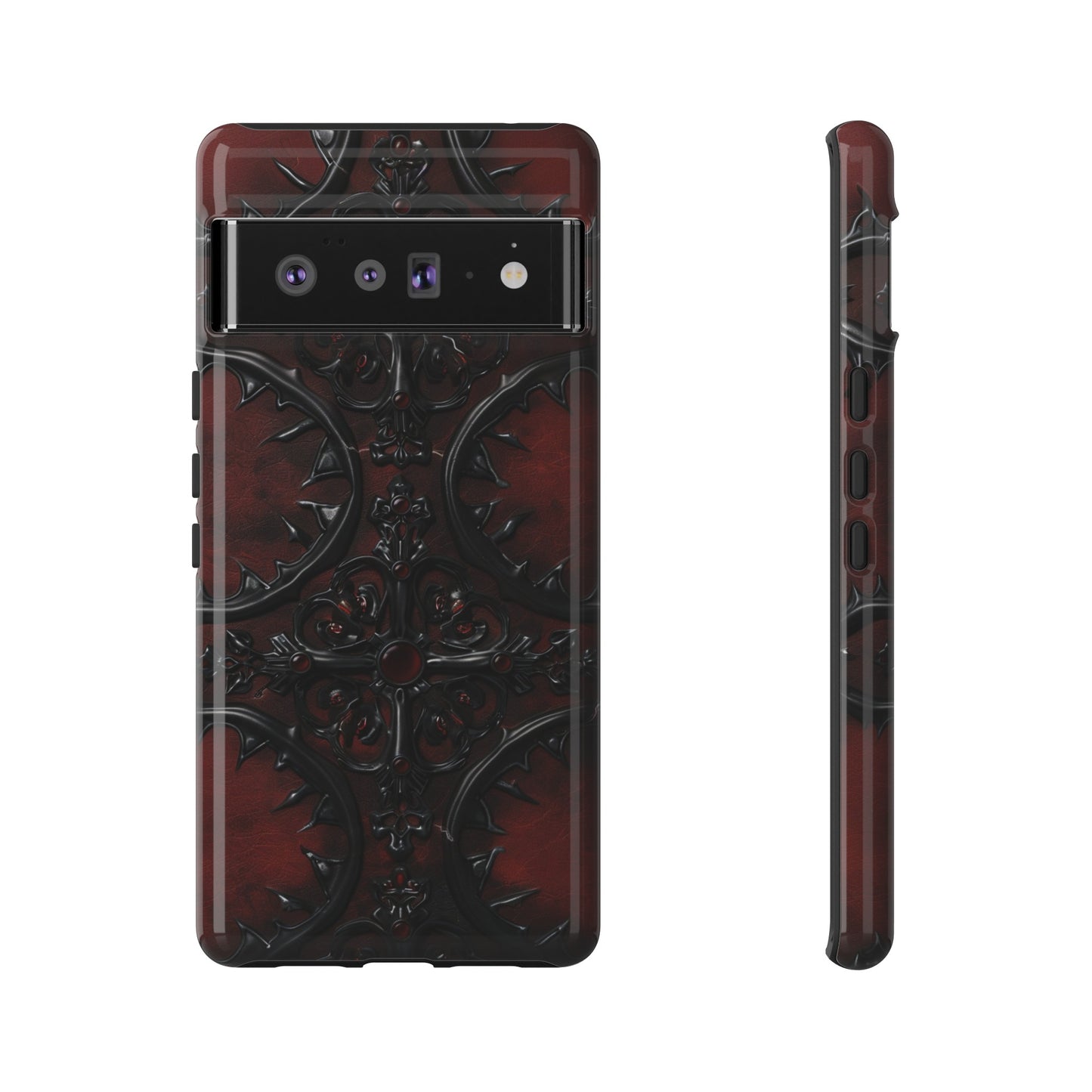 Vampiric Leather Phone Case for iPhone, Samsung Galaxy, and Google Pixel Devices - Gothic Ornate Design