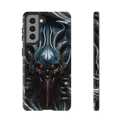 Metallic Alien Mask Phone Case – Futuristic Alien Horror Design for iPhone, Samsung Galaxy, and Google Pixel Devices