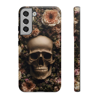 Skull and Flowers #2 Phone Case – Gothic Floral Design for iPhone, Samsung Galaxy, and Google Pixel Devices