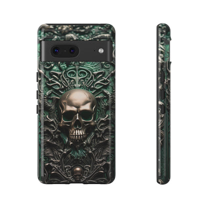 Green Skull Phone Case – Ornate Gothic Design for iPhone, Samsung Galaxy, and Google Pixel Devices