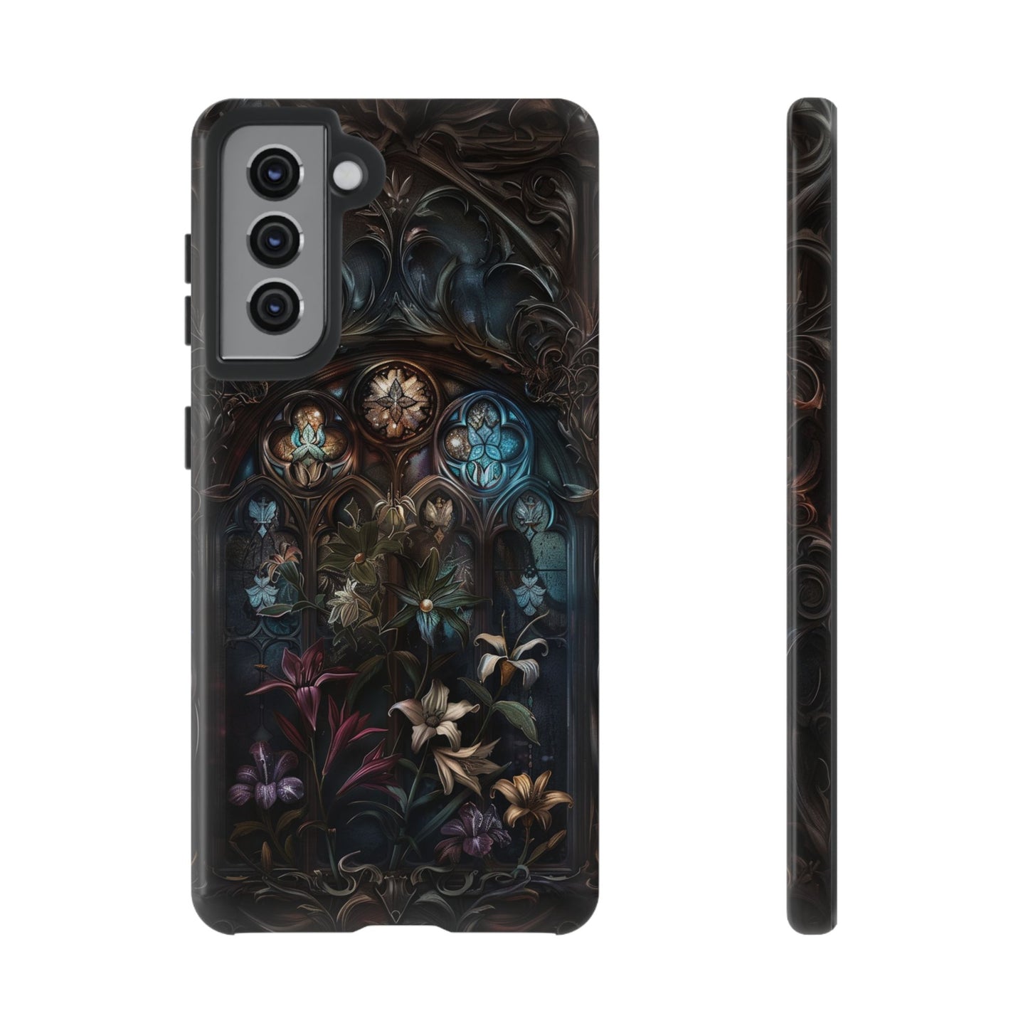 Elegant Gothic Flower Art Phone Case - Intricate Floral Design for iPhone, Samsung Galaxy, and Google Pixel Devices