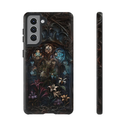 Elegant Gothic Flower Art Phone Case - Intricate Floral Design for iPhone, Samsung Galaxy, and Google Pixel Devices