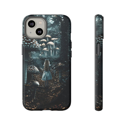 Alice in the Mushroom Forest Phone Case – Fantasy Wonderland Design for iPhone, Samsung Galaxy, and Google Pixel Devices