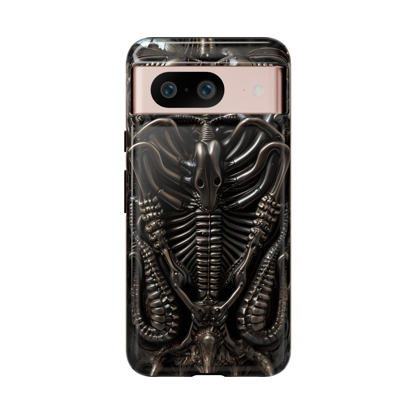 Biomechanical Nightmares Tough Phone Case – Alien Horror Design for iPhone and Samsung Galaxy Devices