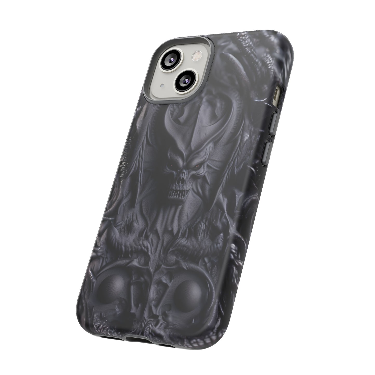 Black Demon Phone Case – Horned Hell Horror Design for iPhone, Samsung Galaxy, and Google Pixel Devices