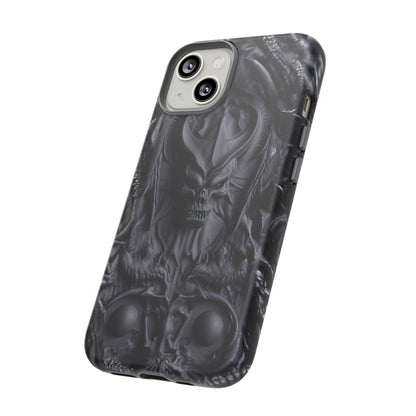 Black Demon Phone Case – Horned Hell Horror Design for iPhone, Samsung Galaxy, and Google Pixel Devices