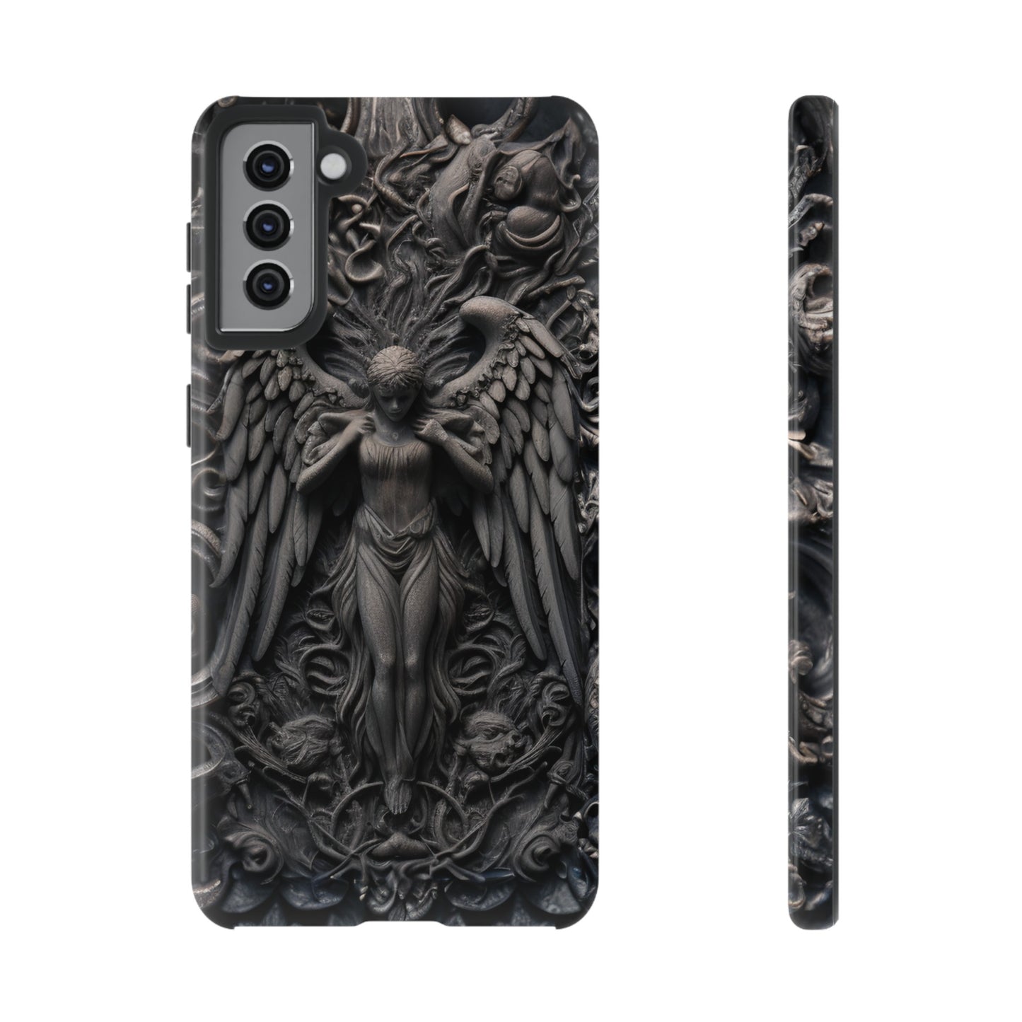 Grey Angel Phone Case – Gothic Marble Statue Design for iPhone, Samsung Galaxy, and Google Pixel Devices