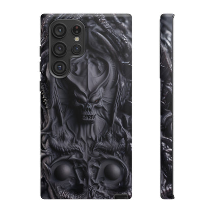 Black Demon Phone Case – Horned Hell Horror Design for iPhone, Samsung Galaxy, and Google Pixel Devices