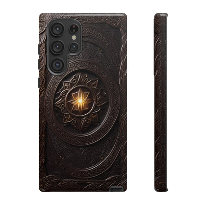 Intricate Leather Flower Tough Phone Case – Elegant Floral Design for iPhone, Samsung Galaxy, and Google Pixel Devices