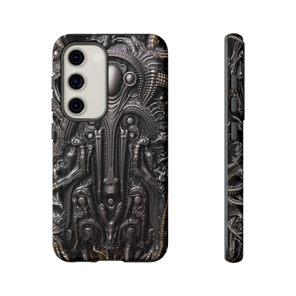 Biomechanical Horror Phone Case – Dark Sci-Fi Design for iPhone, Samsung Galaxy, Google Pixel Devices