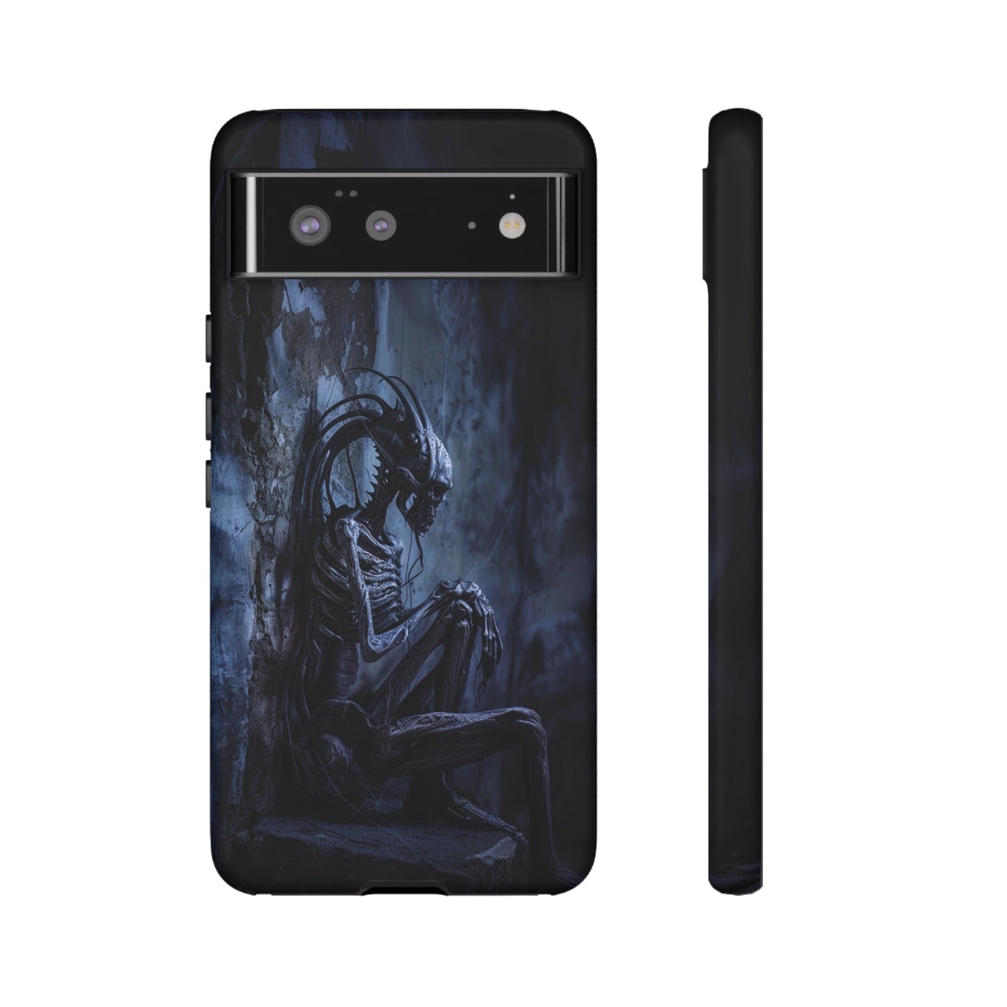 Gothic Alien Skeleton iPhone Case - Sci-Fi Horror Design