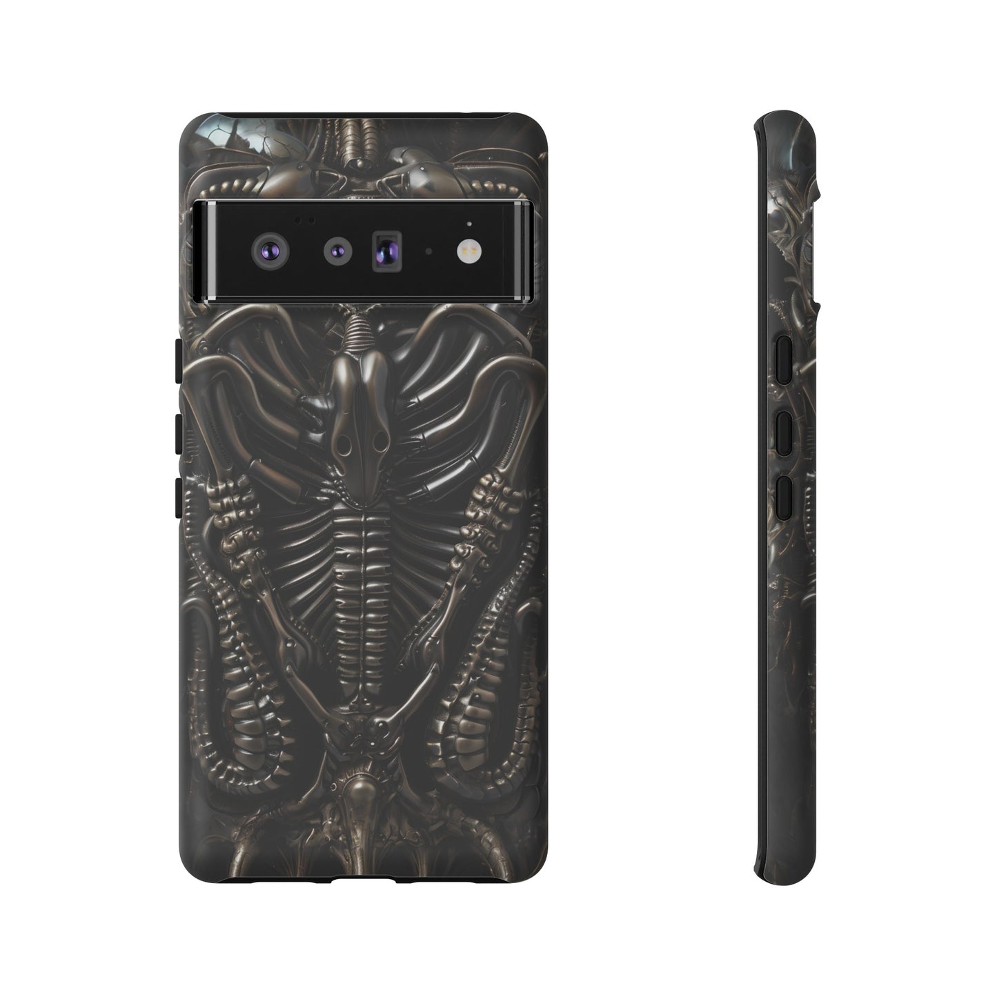 Biomechanical Nightmares Tough Phone Case – Alien Horror Design for iPhone and Samsung Galaxy Devices