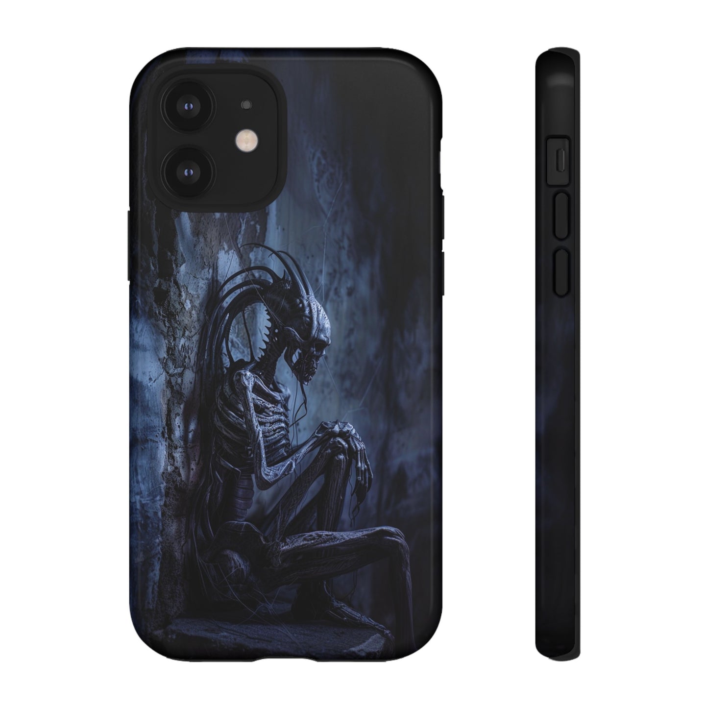 Gothic Alien Skeleton iPhone Case - Sci-Fi Horror Design