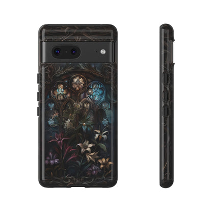 Elegant Gothic Flower Art Phone Case - Intricate Floral Design for iPhone, Samsung Galaxy, and Google Pixel Devices