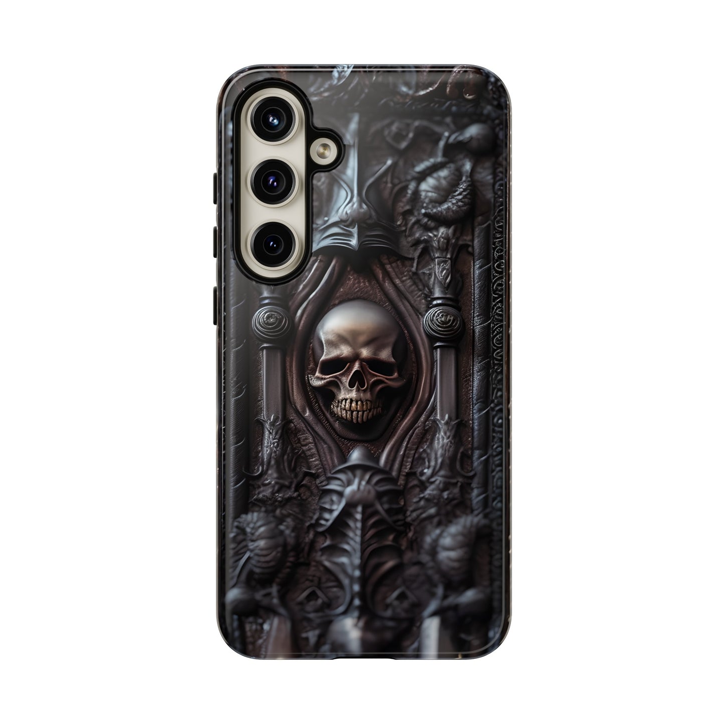 Dark Grimoire of Death Tough Phone Case – Gothic Skull Vampiric Design for iPhone, Samsung Galaxy, and Google Pixel Devices