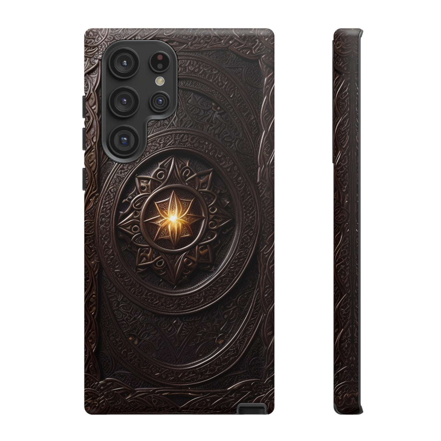 Intricate Leather Flower Tough Phone Case – Elegant Floral Design for iPhone, Samsung Galaxy, and Google Pixel Devices