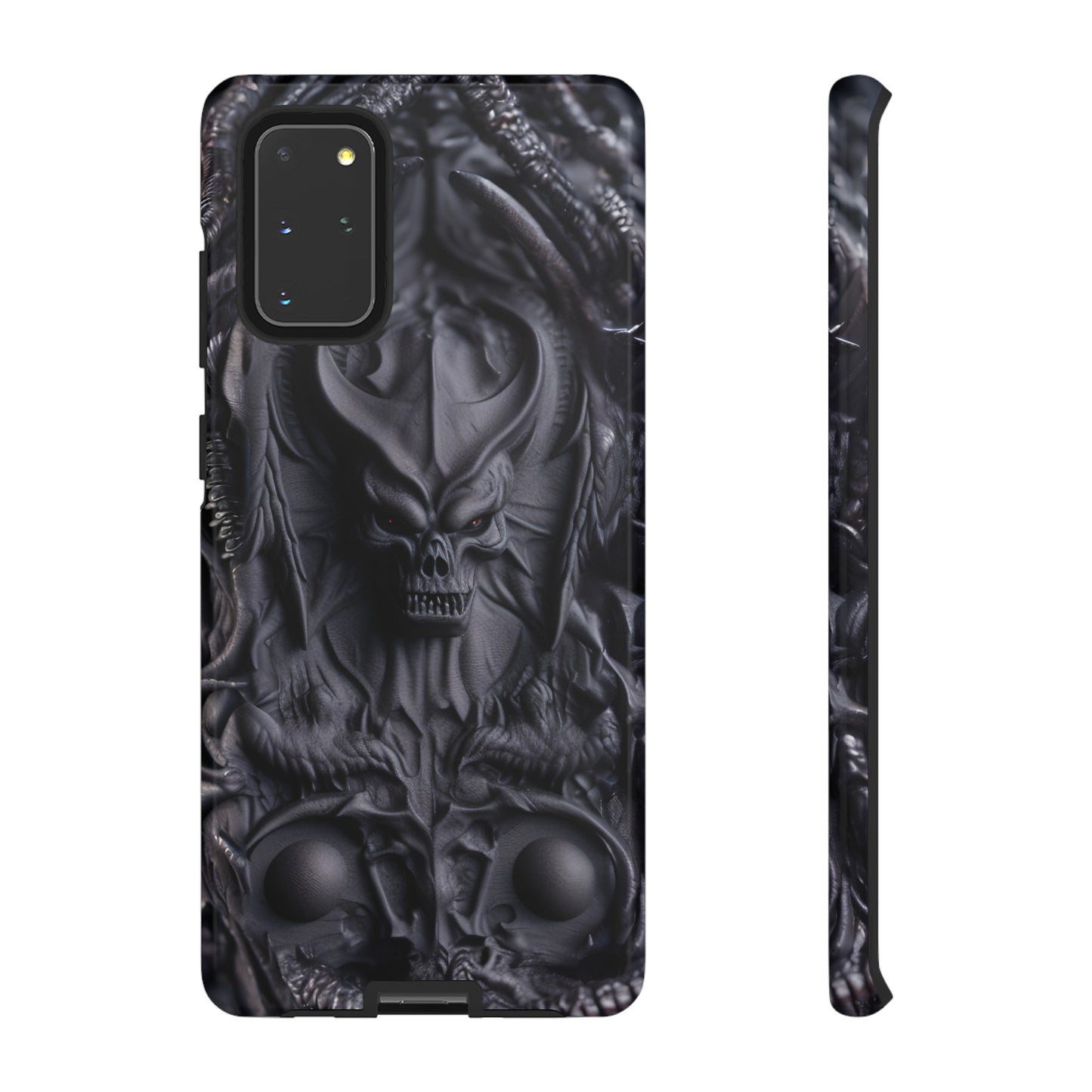 Black Demon Phone Case – Horned Hell Horror Design for iPhone, Samsung Galaxy, and Google Pixel Devices