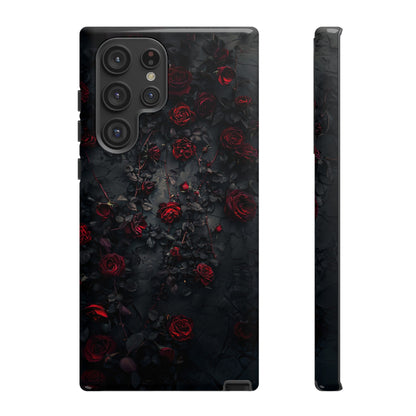 Gothic Roses Tough Phone Case – Elegant Dark Floral Design for iPhone, Samsung Galaxy, and Google Pixel Devices