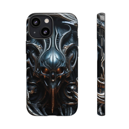 Metallic Alien Mask Phone Case – Futuristic Alien Horror Design for iPhone, Samsung Galaxy, and Google Pixel Devices