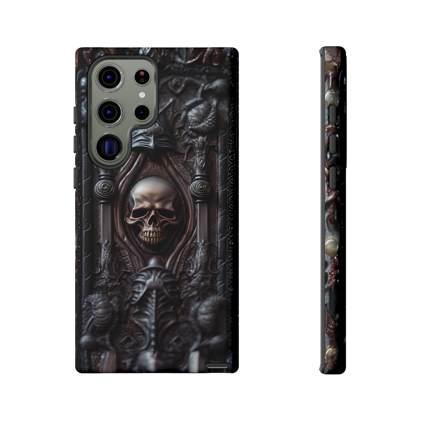 Dark Grimoire of Death Tough Phone Case – Gothic Skull Vampiric Design for iPhone, Samsung Galaxy, and Google Pixel Devices