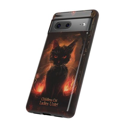 Childless Cat Ladies Unite Phone Case - Gothic Black Cat For iPhone, Samsung Galaxy, and Google Pixel Devices