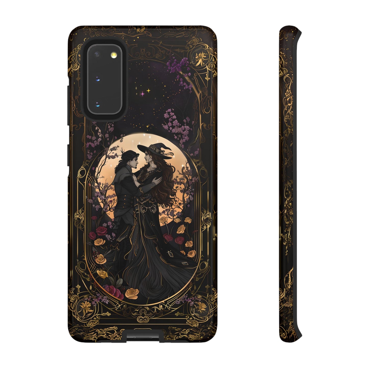 Gothic Romance Phone Case - Enchanted Witch and Lover Design for iPhone, Samsung Galaxy, and Google Pixel Devices