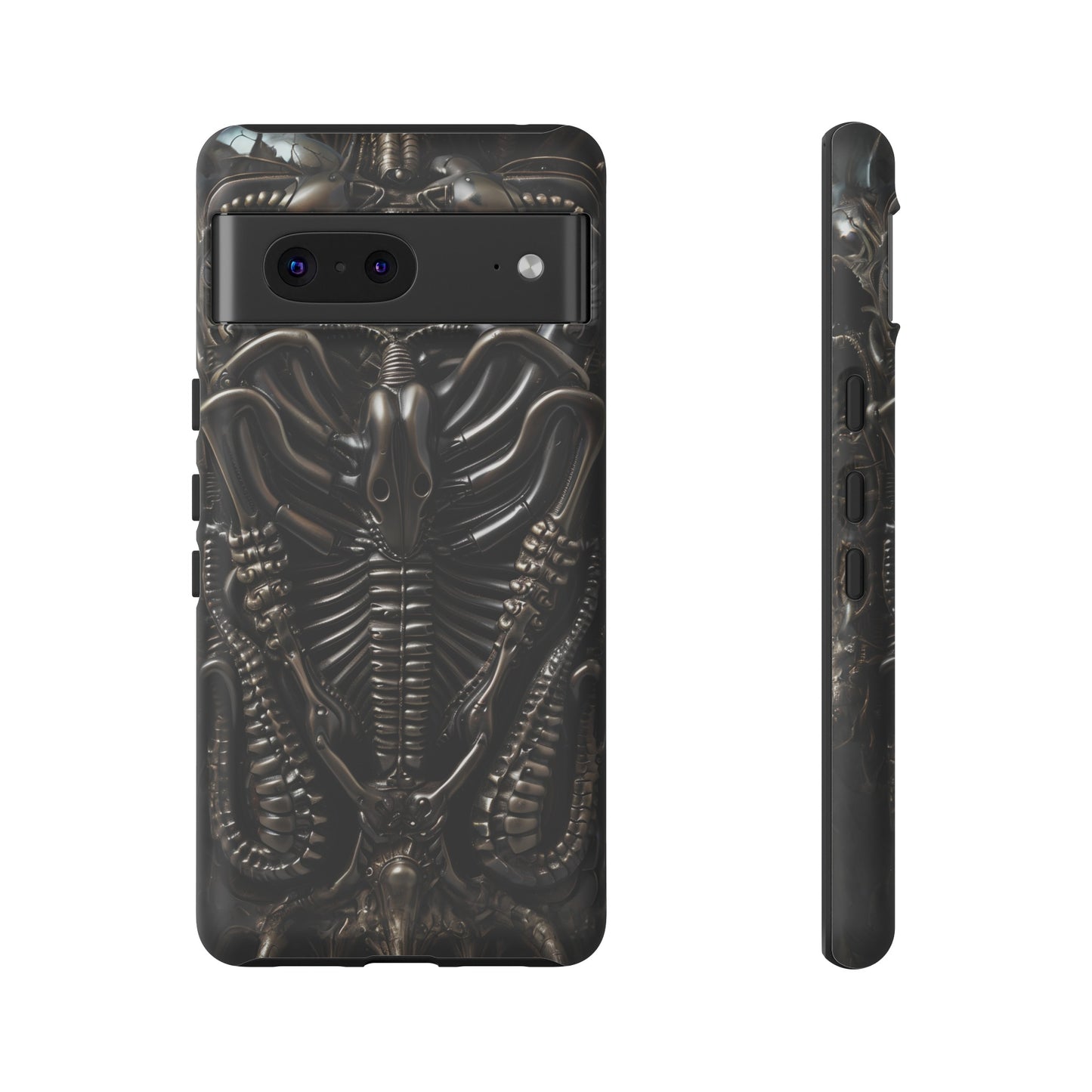 Biomechanical Nightmares Tough Phone Case – Alien Horror Design for iPhone and Samsung Galaxy Devices